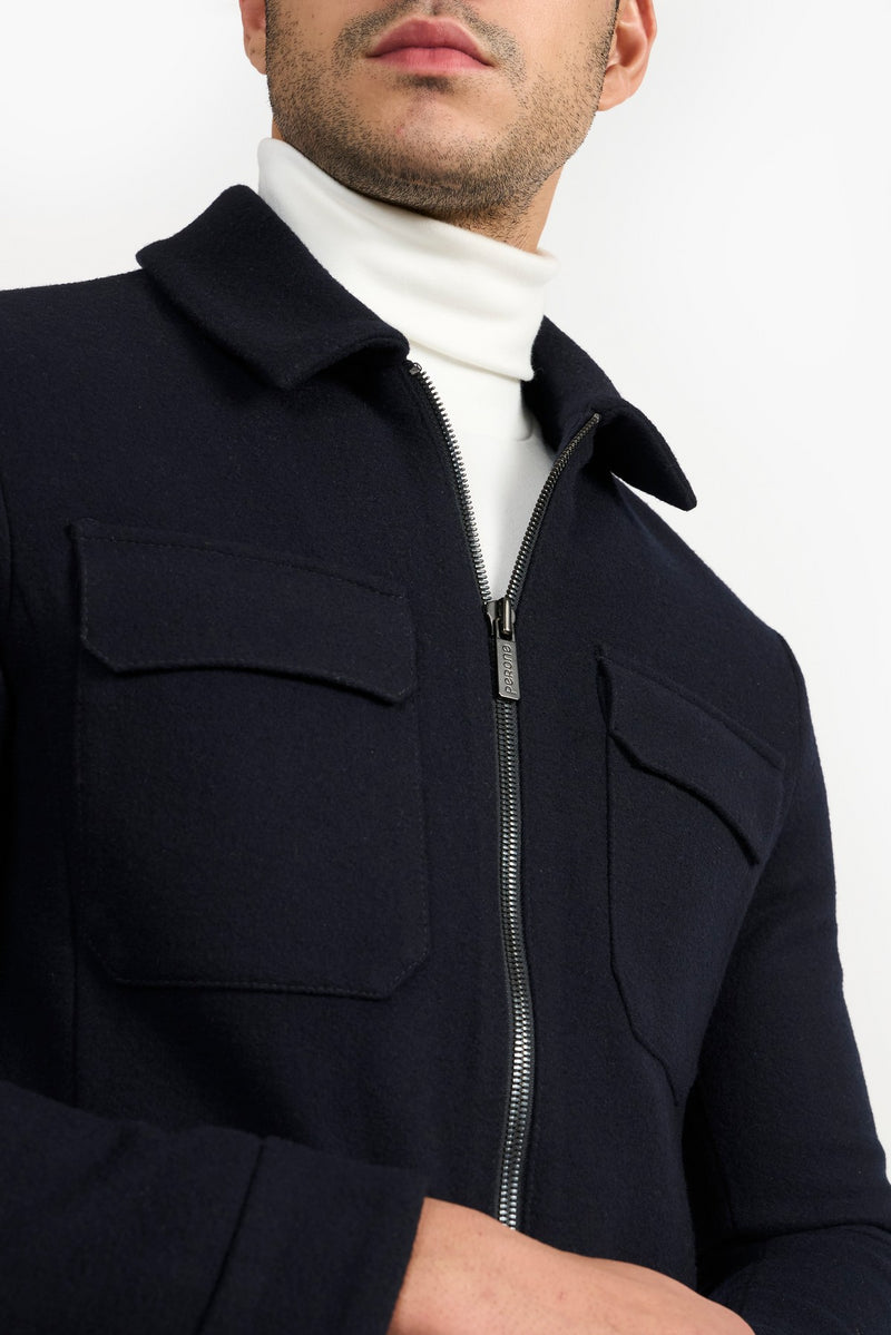 Navy Harvey Woolen Jacket
