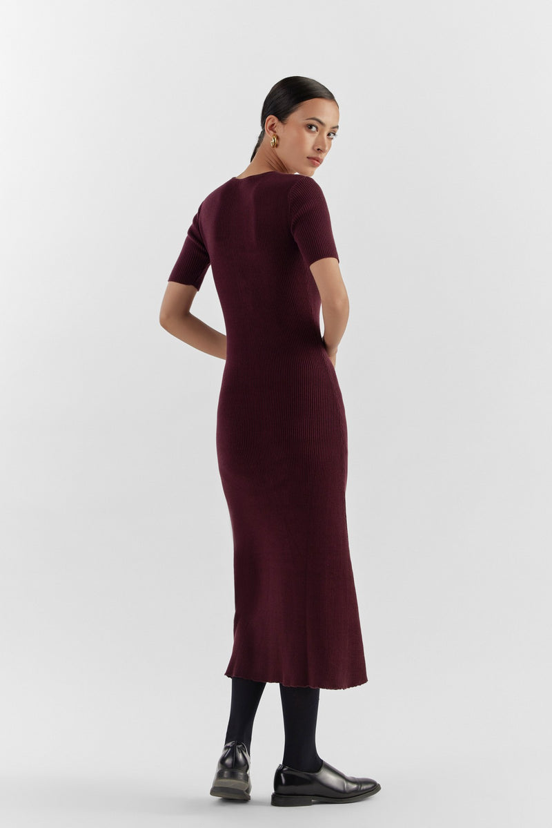Wine Becky Knitted Dress
