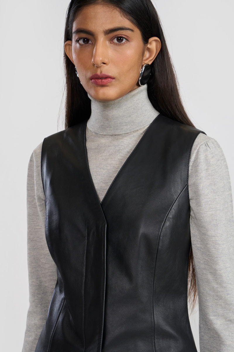 Black Anya Leather Vest