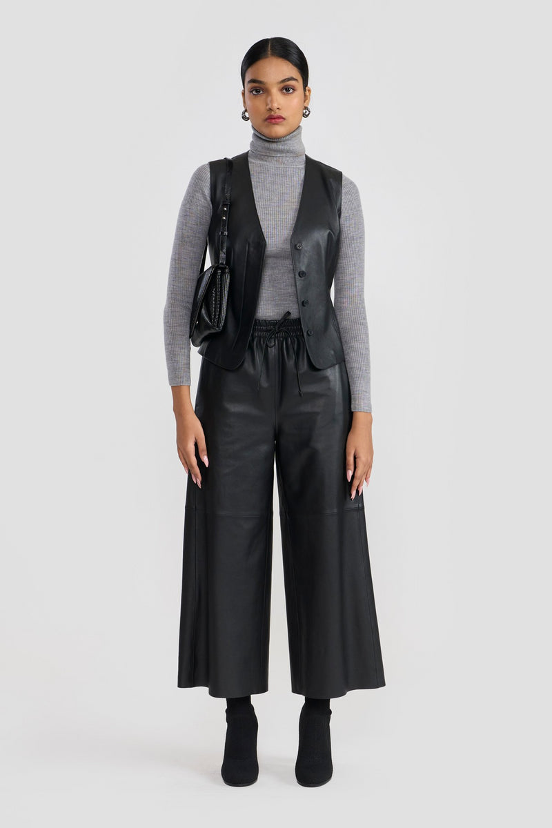 Black Anya Leather Vest