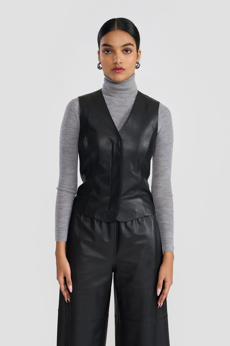 Black Anya Leather Vest