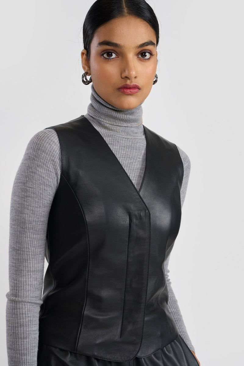 Black Anya Leather Vest