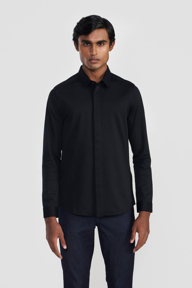 Black Emilio Mens Full Sleeve Shirt