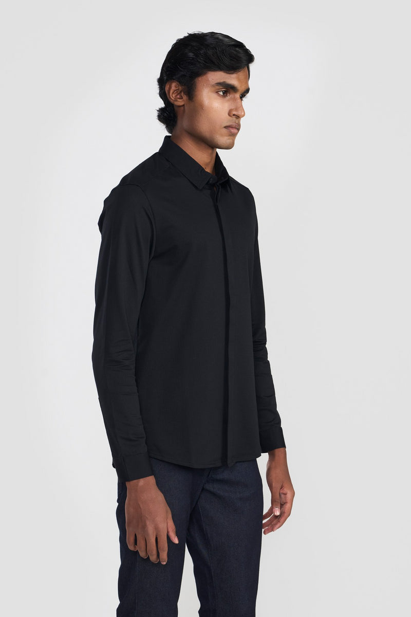 Black Emilio Mens Full Sleeve Shirt