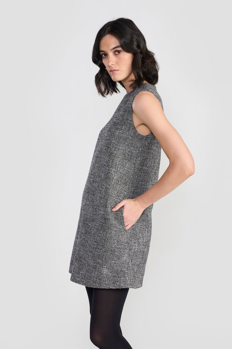 Black/white Hannah Woolen Dress
