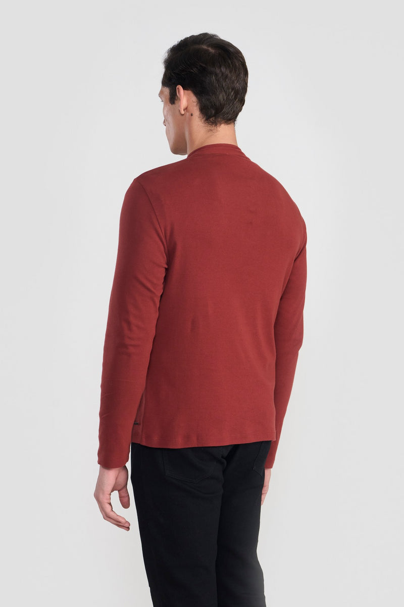 Saddle Red Sawyer Full  Sleeves Round Neck T Shirt