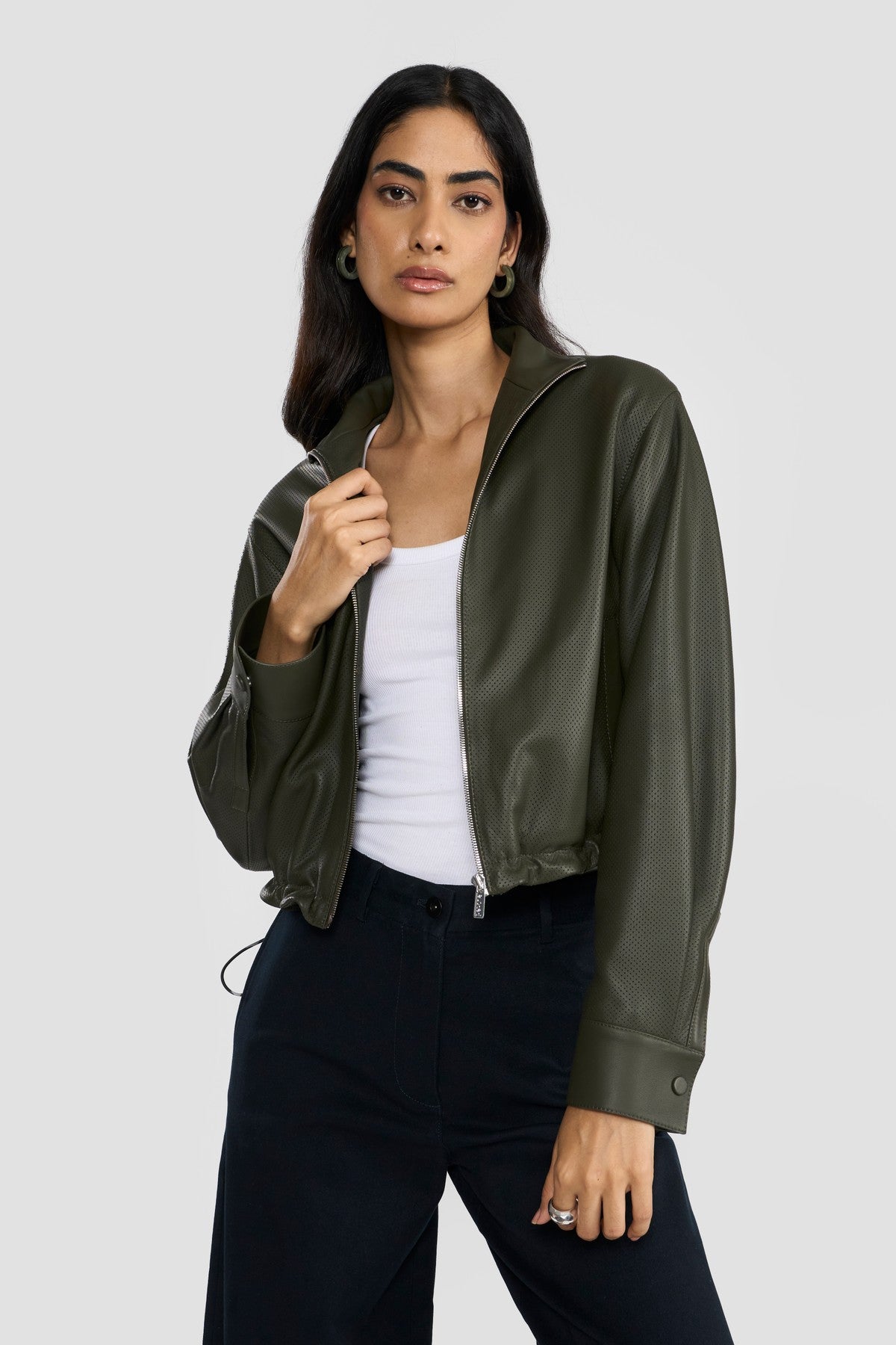 NATALIA Bomber Leather Jacket for Women
