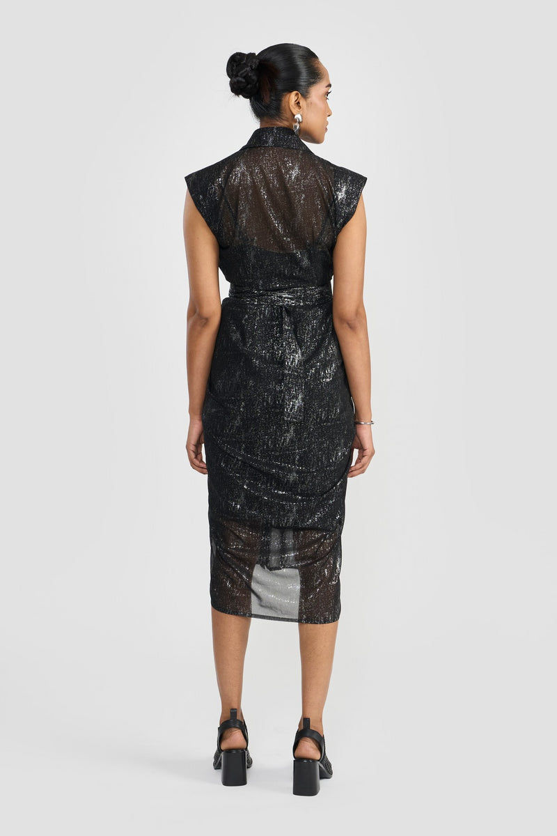 Black/ Silver  Foil Print Renata Women's Dress