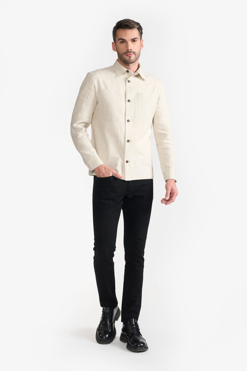 Beige Ezekiel Shacket Mens over Shirt