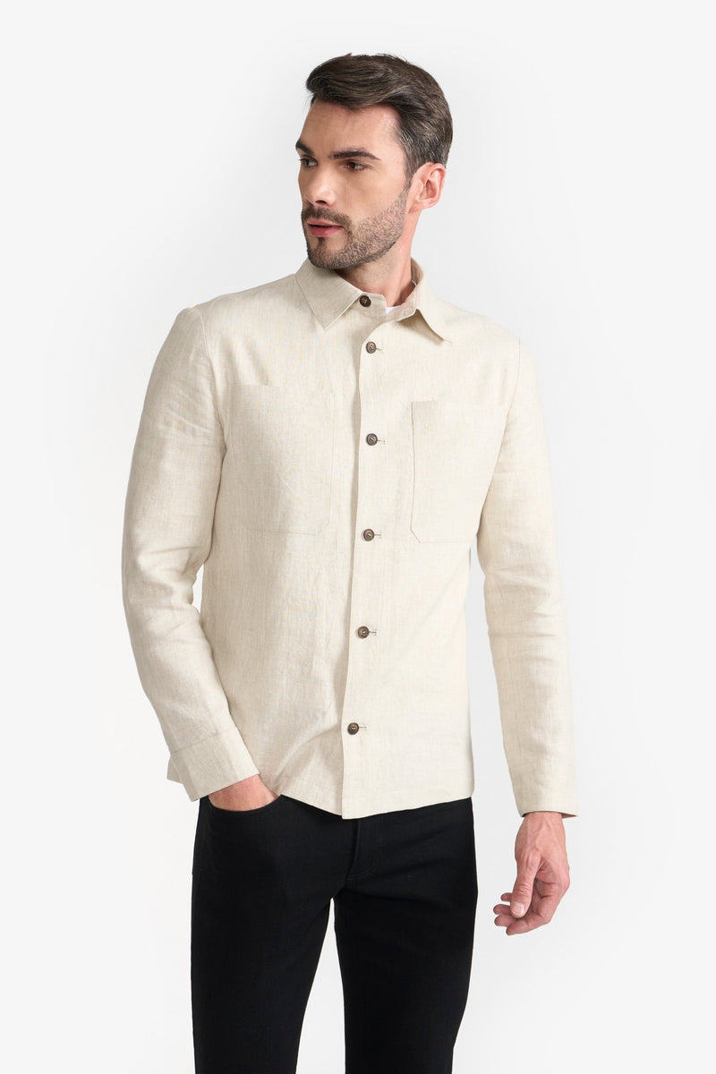 Beige Ezekiel Shacket Mens over Shirt