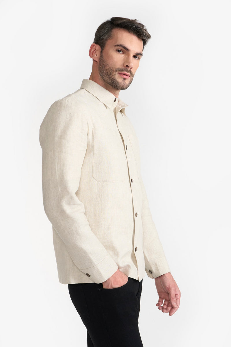 Beige Ezekiel Shacket Mens over Shirt