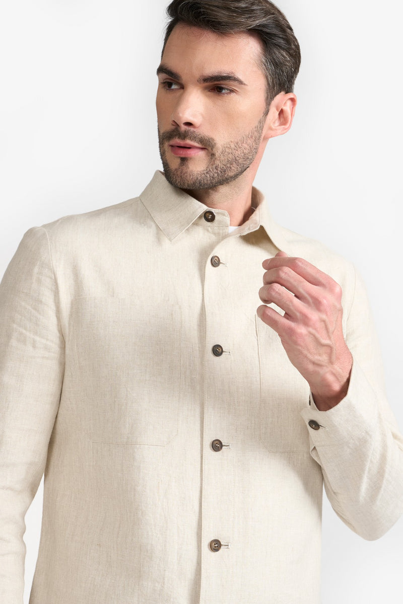 Beige Ezekiel Shacket Mens over Shirt