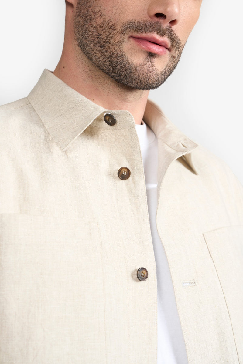 Beige Ezekiel Shacket Mens over Shirt