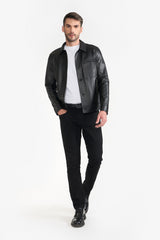 APOLLO BLACK  MEN'S LEATHER JACKET