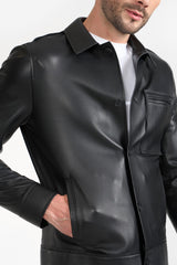APOLLO BLACK  MEN'S LEATHER JACKET