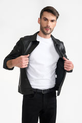 APOLLO BLACK  MEN'S LEATHER JACKET