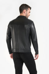 APOLLO BLACK  MEN'S LEATHER JACKET