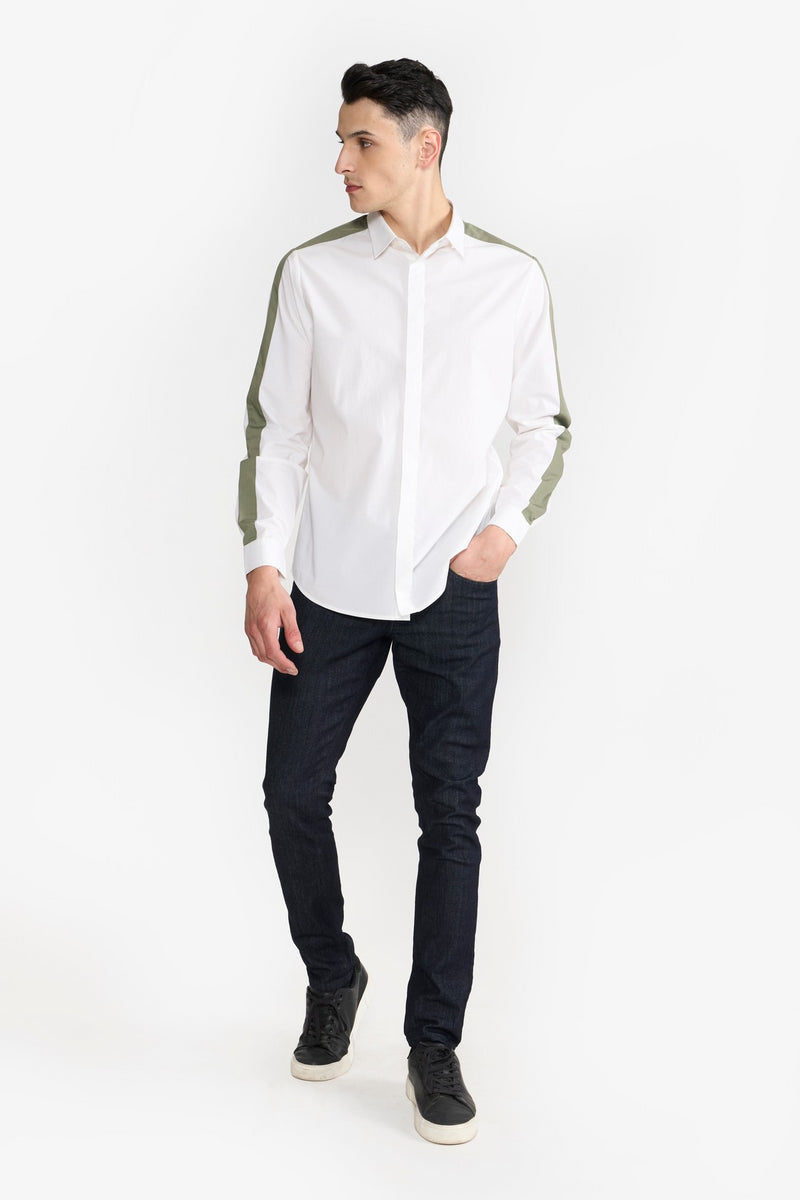 White / Olive Joss Men Shirt