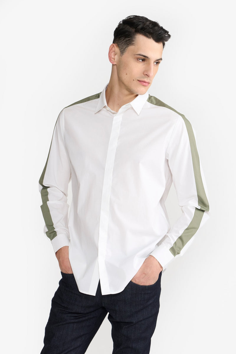 White / Olive Joss Men Shirt