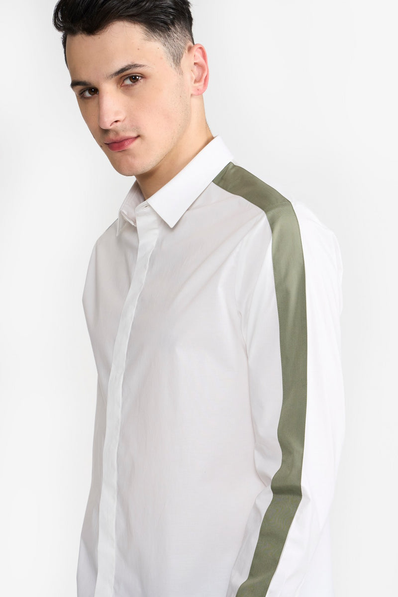 White / Olive Joss Men Shirt