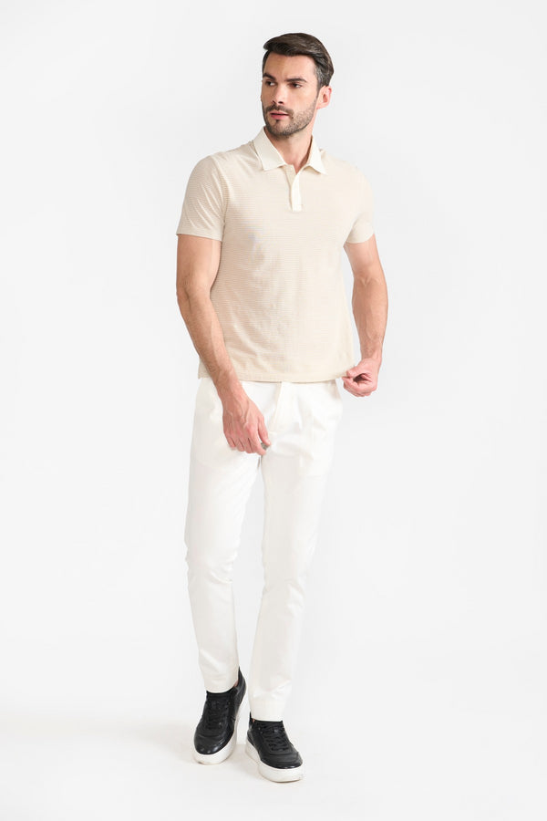 Beige and White Manuel Men T Shirt