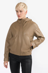 KENDALL PARCHMENT WOMEN'S LEATHER JACKET