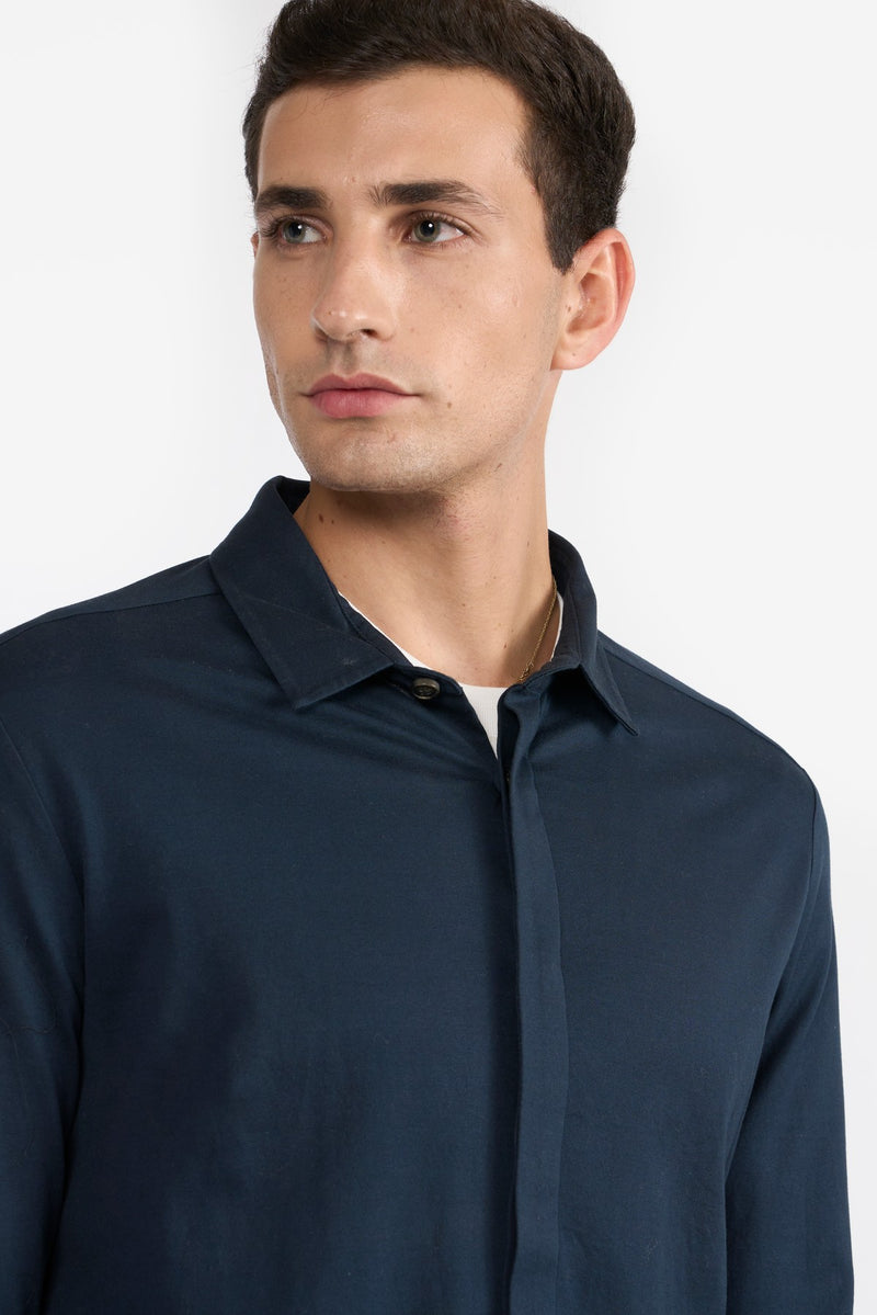 Navy Colin Cotton Shirt