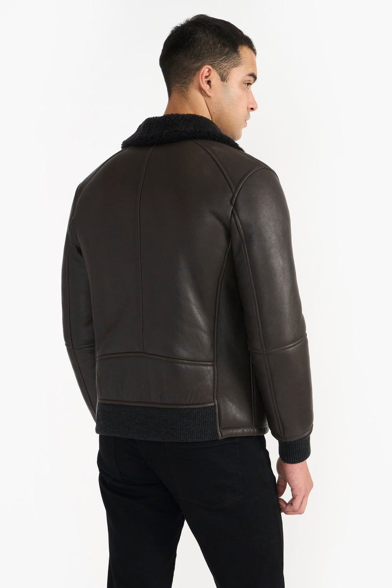 Dark Brown Jadon Spanish Marino  Leather Jacket