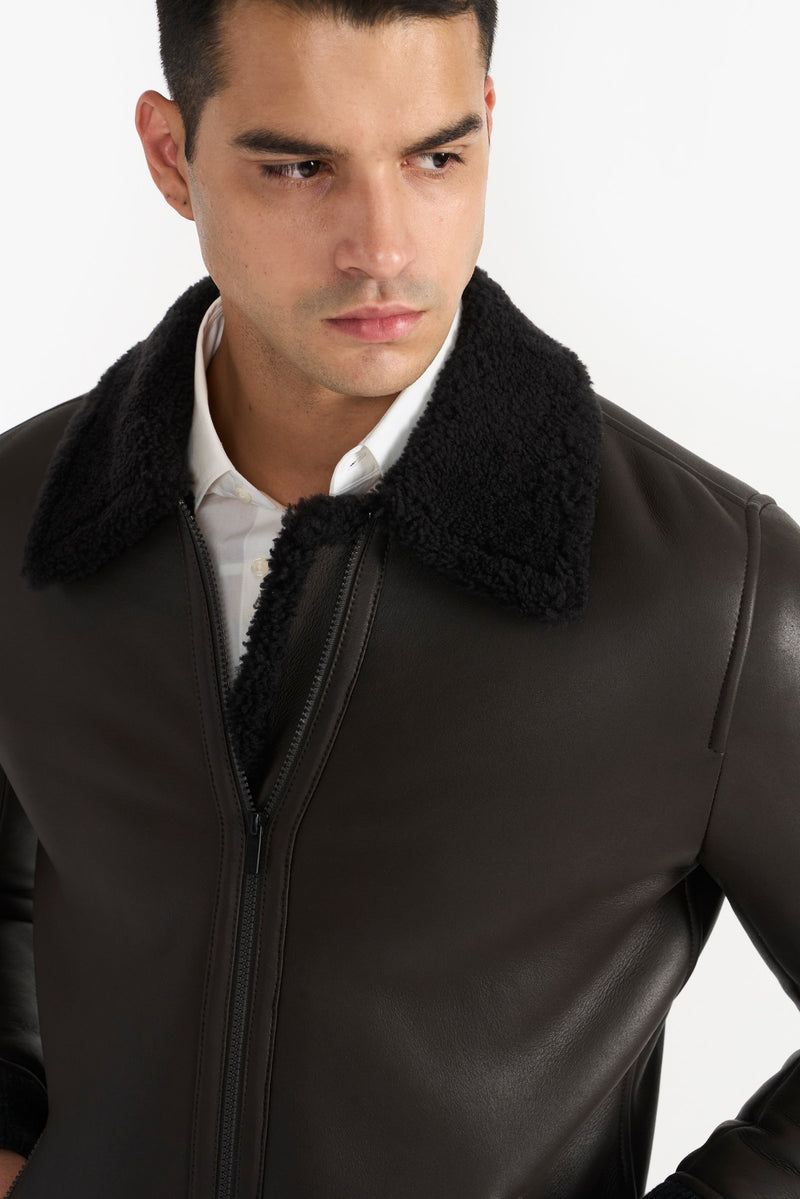 Dark Brown Jadon Spanish Marino  Leather Jacket