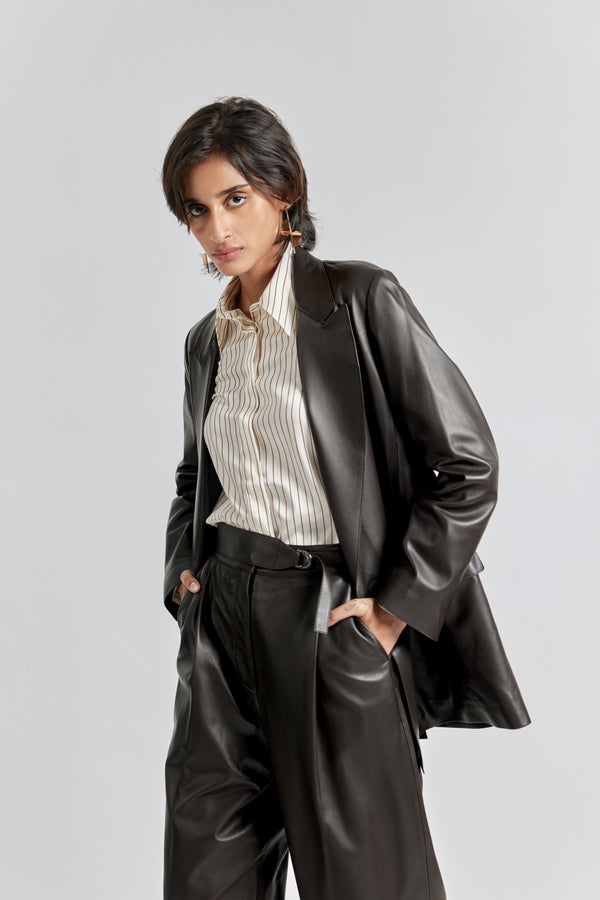 Dark  Brown Fiona Blazer Women's Leather Blazer