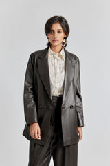 Dark  Brown Fiona Blazer Women's Leather Blazer