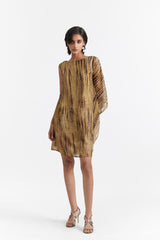 JANET PARCHEMENT & BROWN PRINTED WOMEN'S DRESS