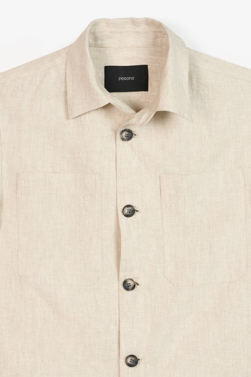 Beige Ezekiel Shacket Mens over Shirt