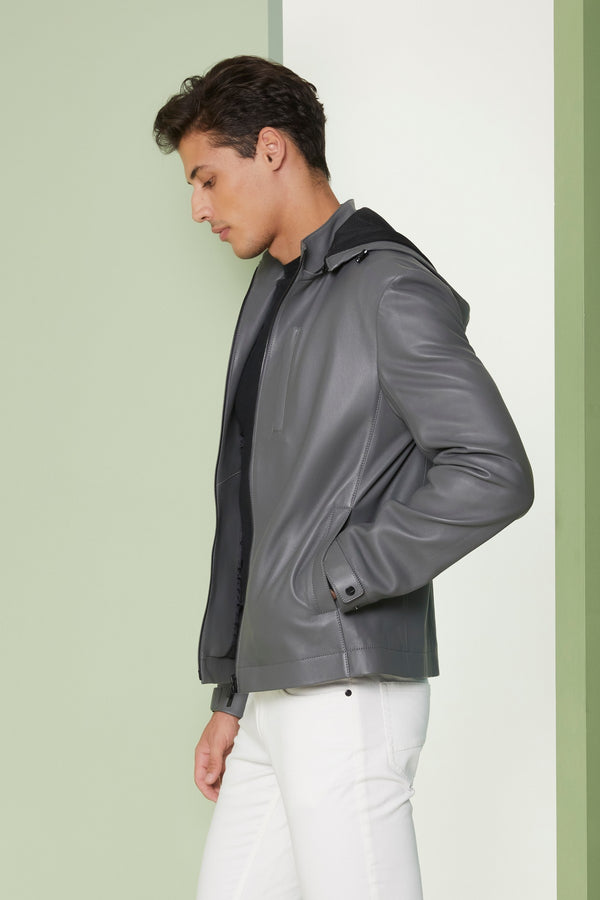 Graphite Gray Rex Leather Jacket