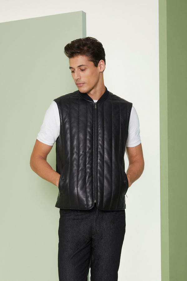 Black Neil Leather Vest
