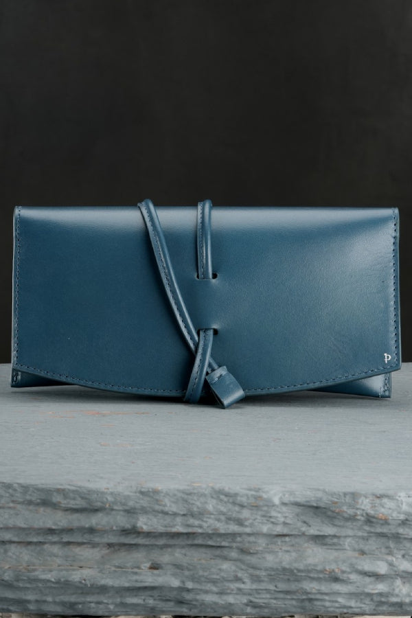 Teal Sadie Long Tie Clutch