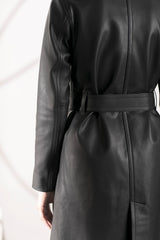 Black Sumiri Leather Trench Coat