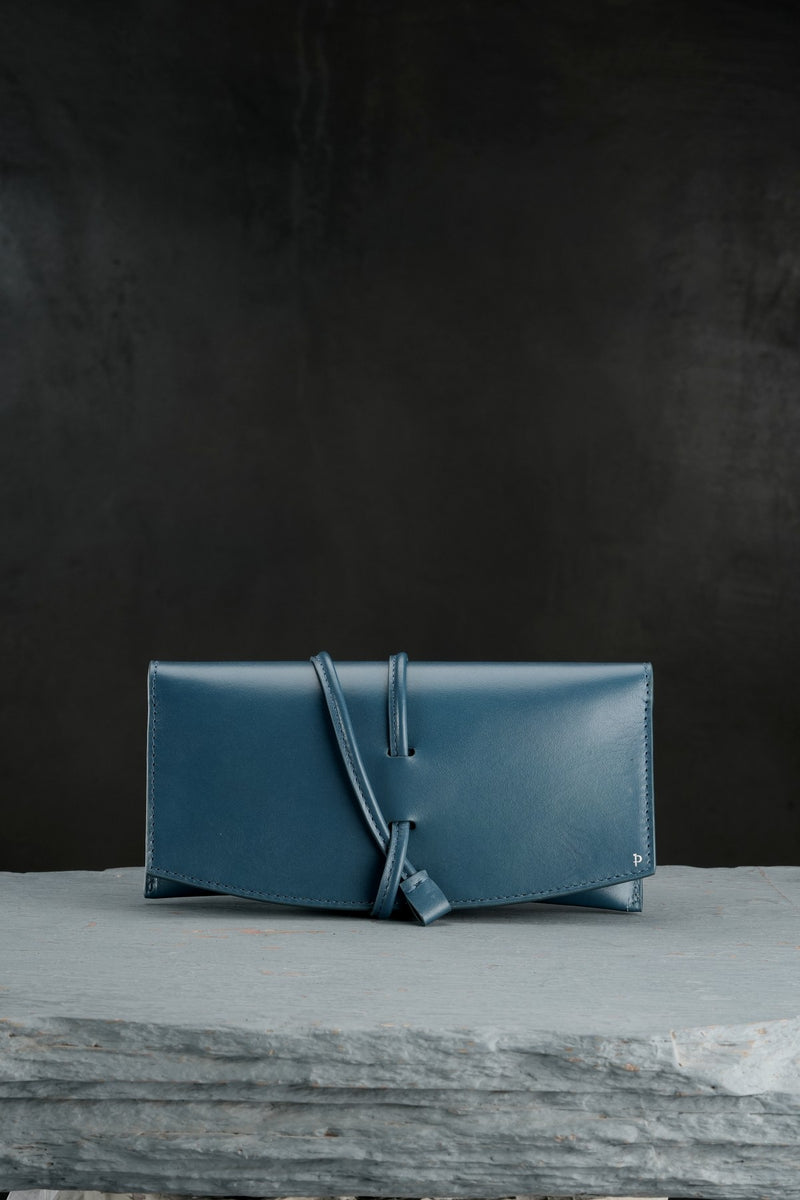 Teal Sadie Long Tie Clutch