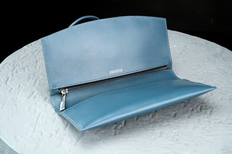 Teal Sadie Long Tie Clutch