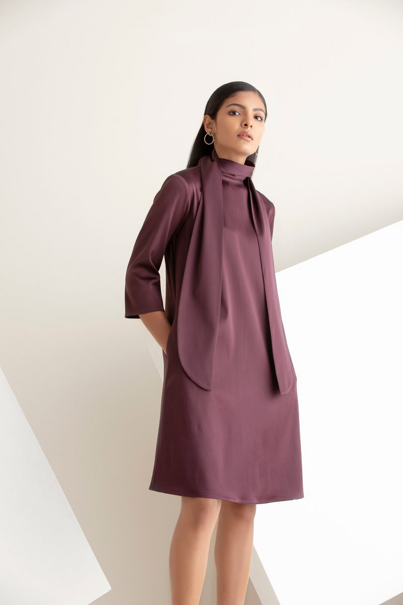 Wine Corinne Dress