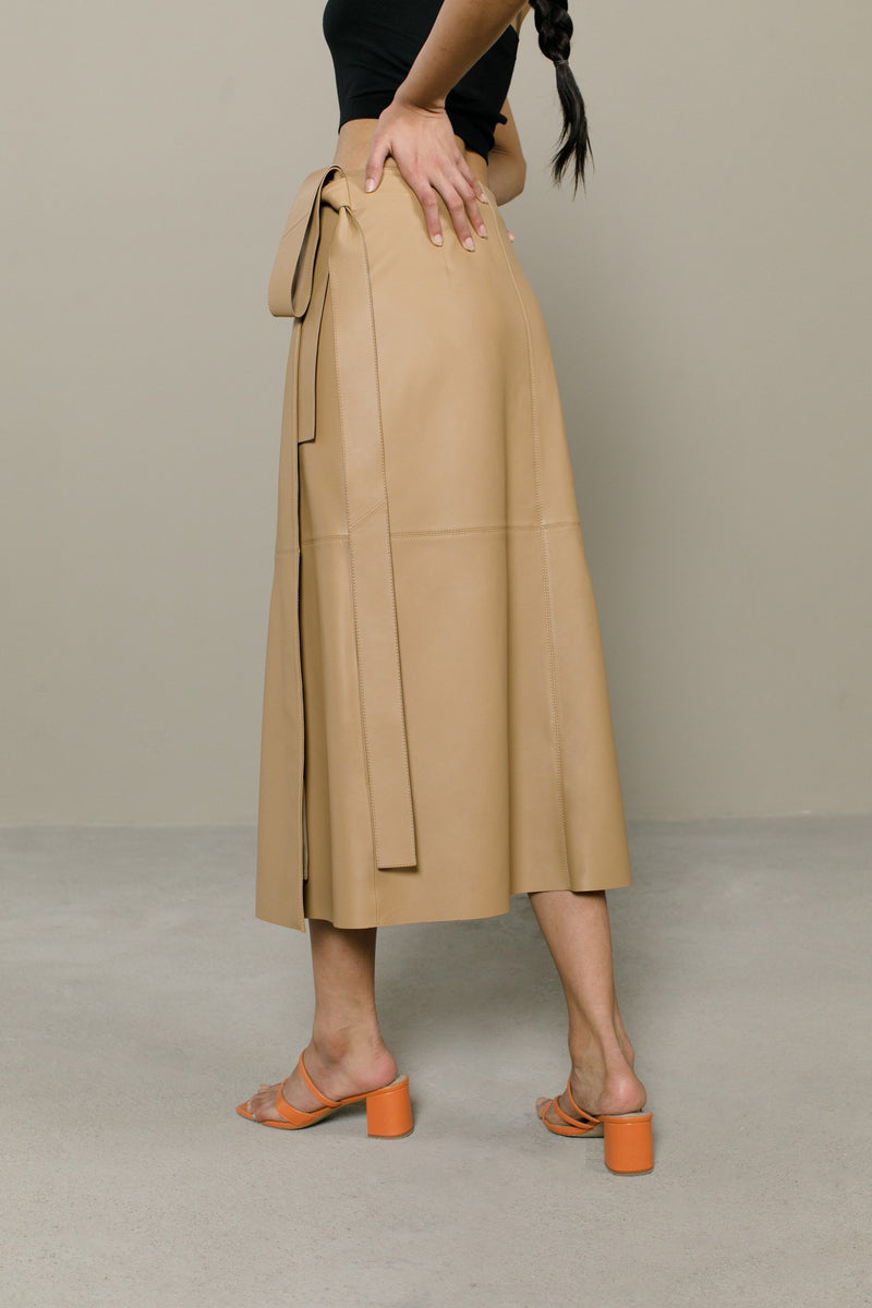 Camel Sasha Leather Skirt