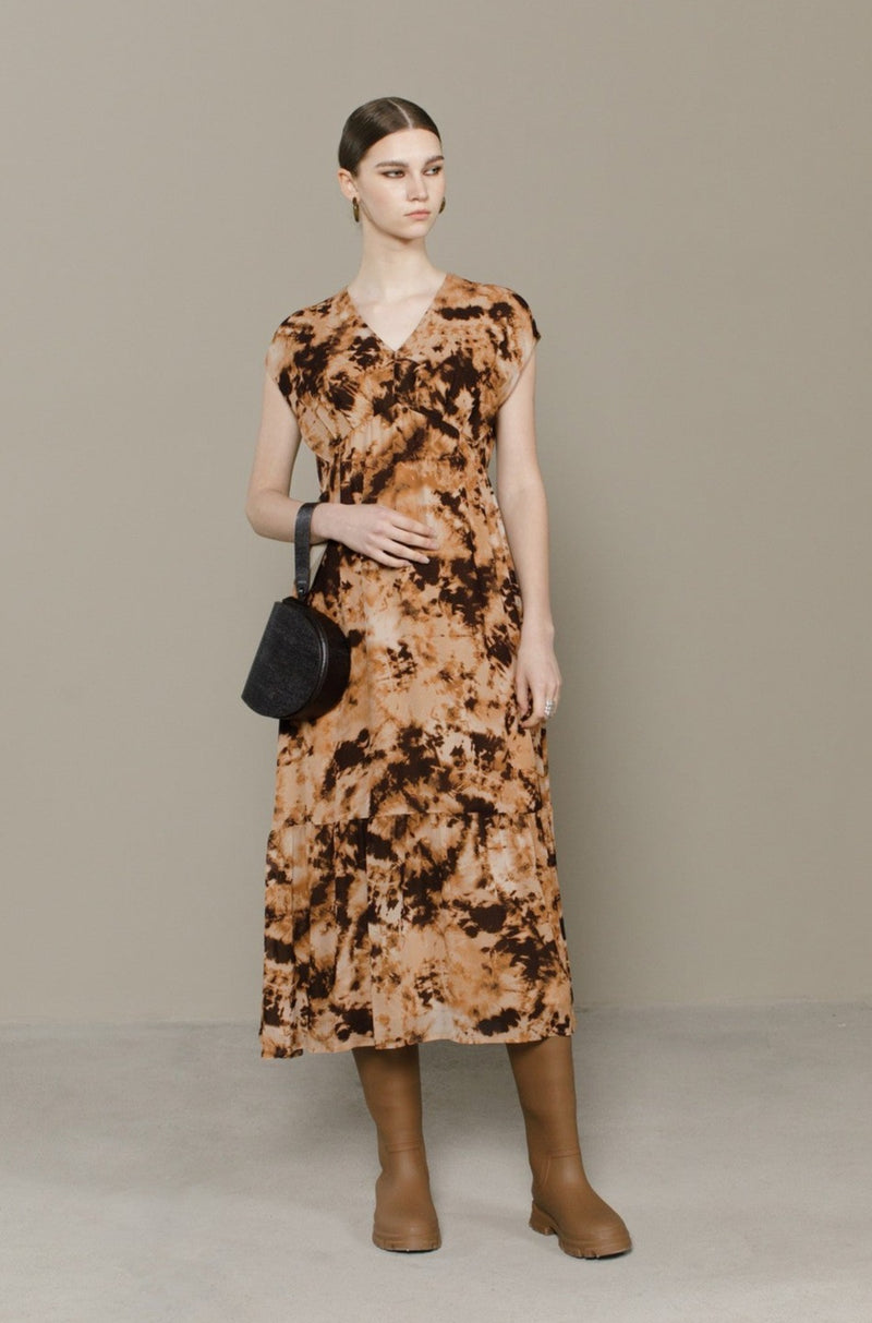 Brown Print Anastasia Dress