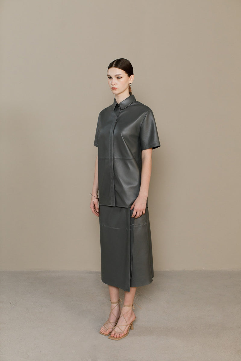 Grey Nayeli Leather Shirt
