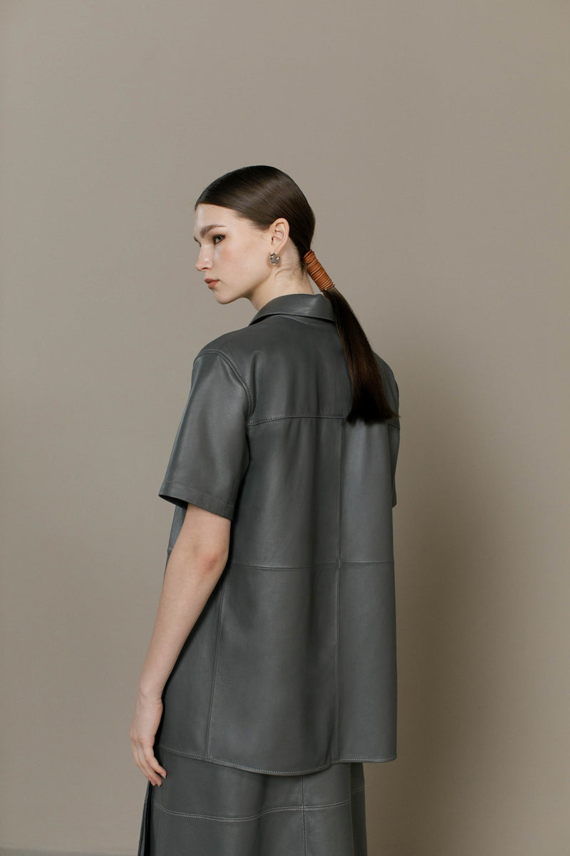 Grey Nayeli Leather Shirt
