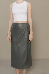 Grey Sasha Leather Skirt