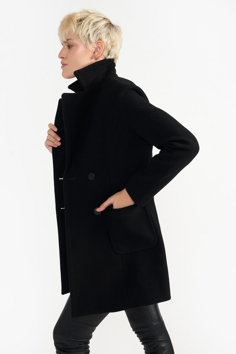 Black Maxine Woolen Coat