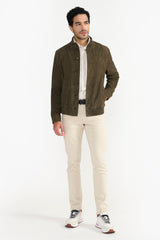 SHAWN KHAKI MEN'S LEATHER JACKET