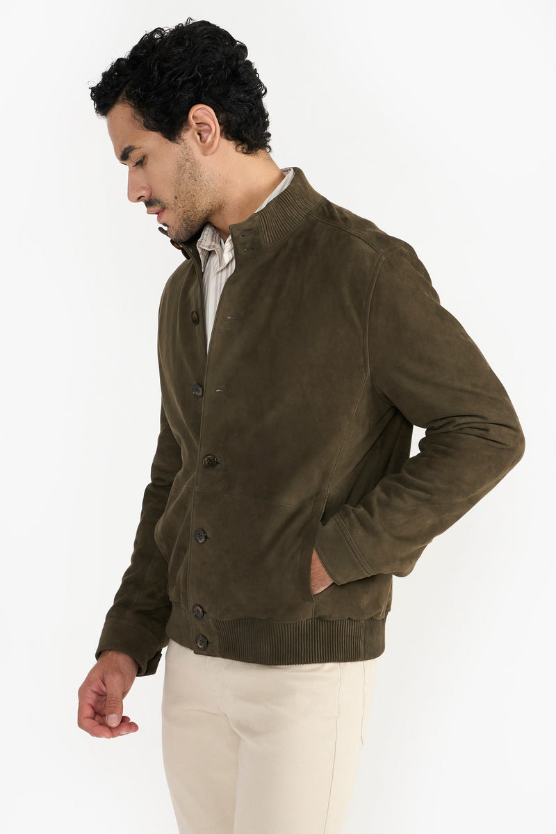 Khaki Shawn Leather Jacket