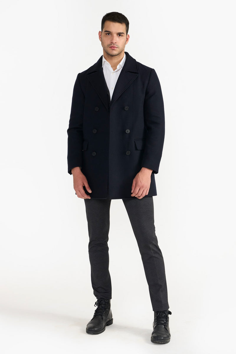 Navy Wayne Woolen Trench