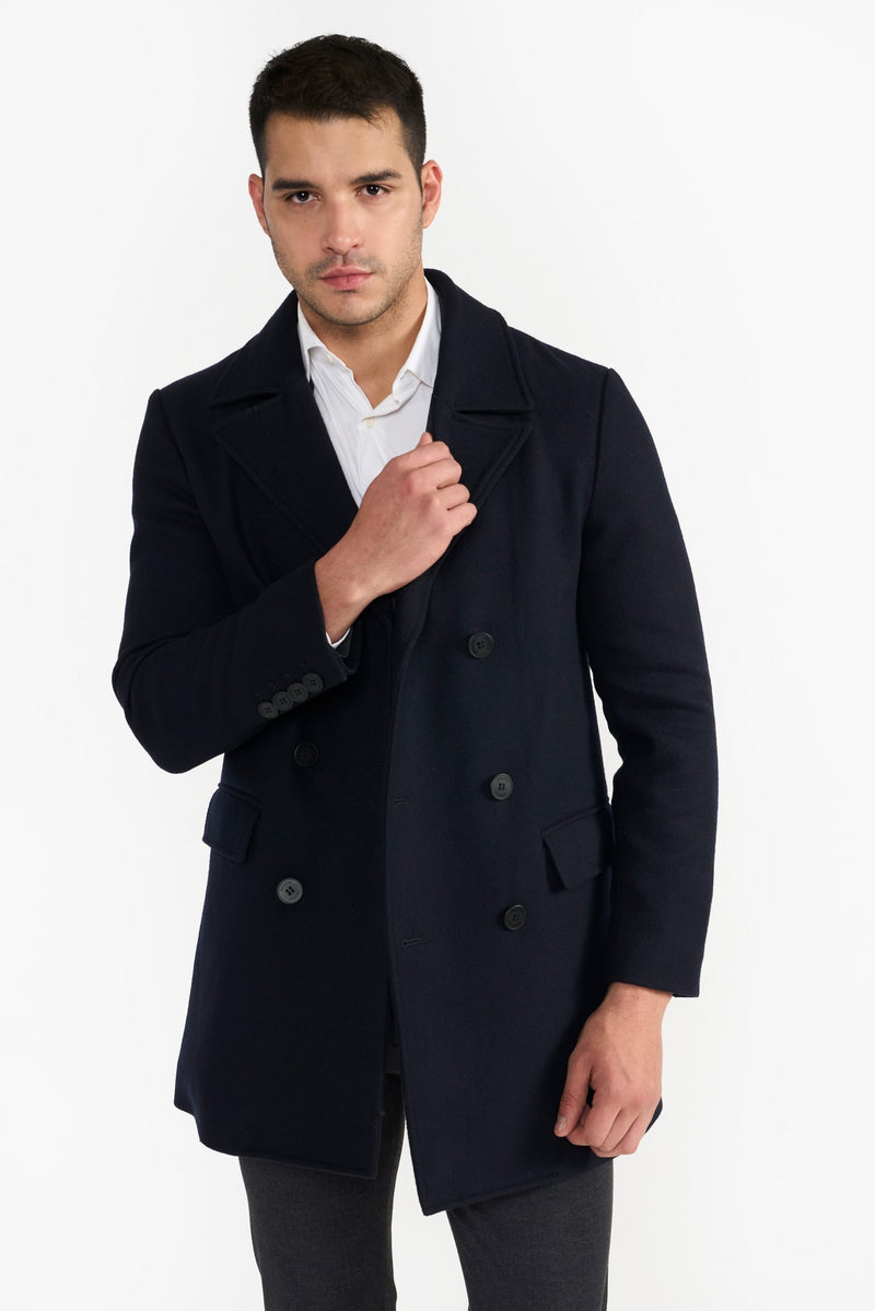 Navy Wayne Woolen Trench